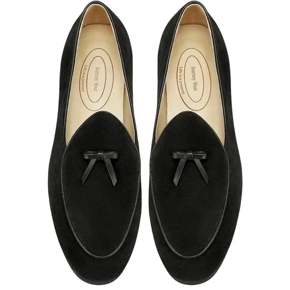 Black Suede Womens’ Belgian Style Loafers - Picture 3 of 10